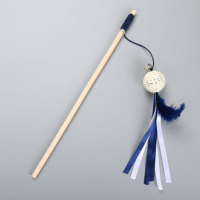 Wooden Feather Teaser Pole Toy for Pets by MittensMarket™